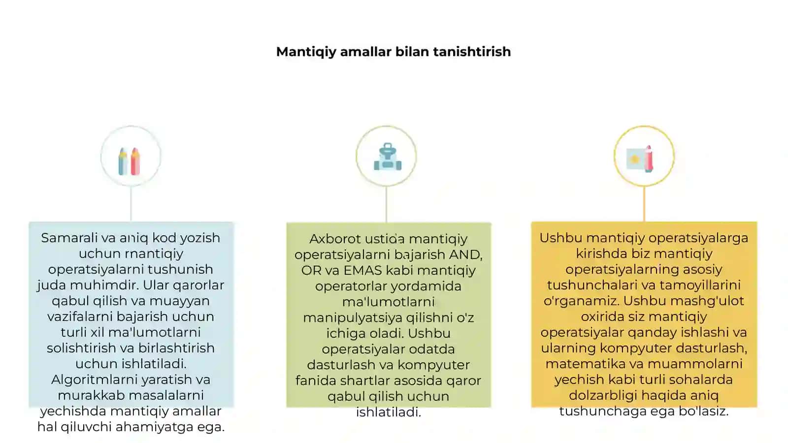Mantiqiy amallar ustida amaliy mashqlar 3