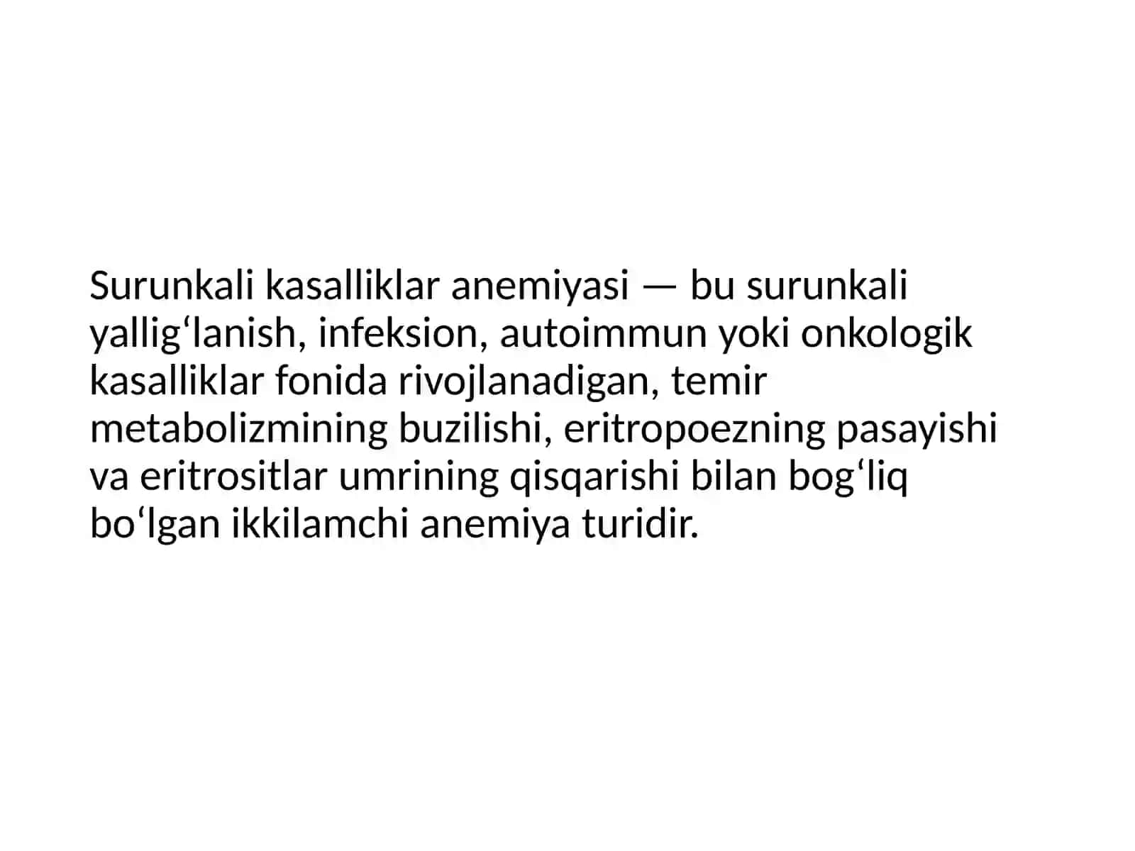 Surunkali kasalliklar anemiyasi davolash prinsiplari 3
