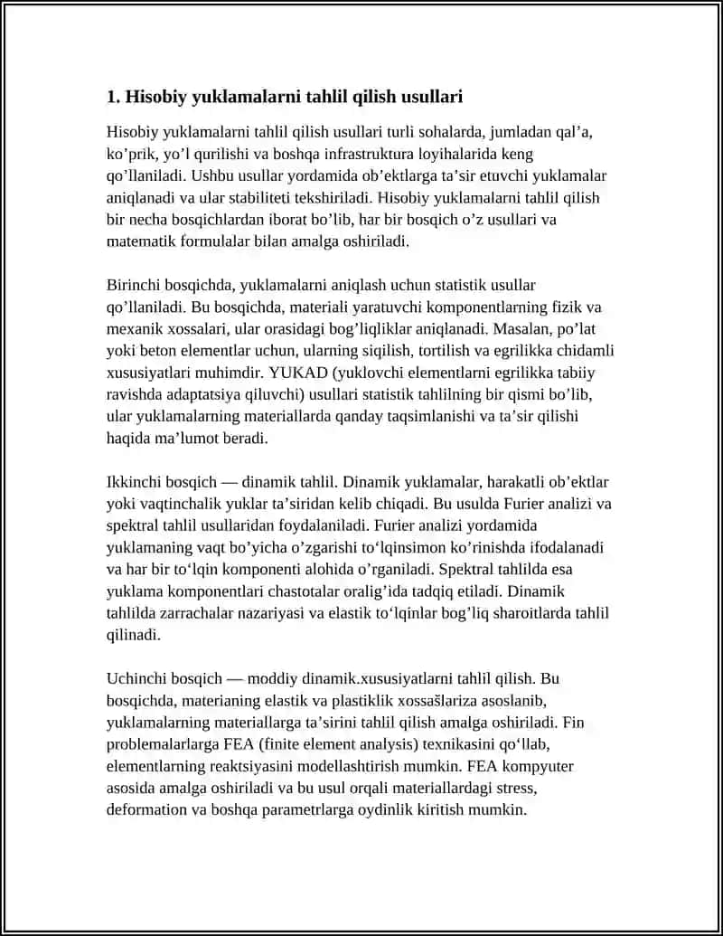 Hisobiy Yuklamalarni Aniqlash va Transformator Punkti (TP) Quvvatini Tanlash 3