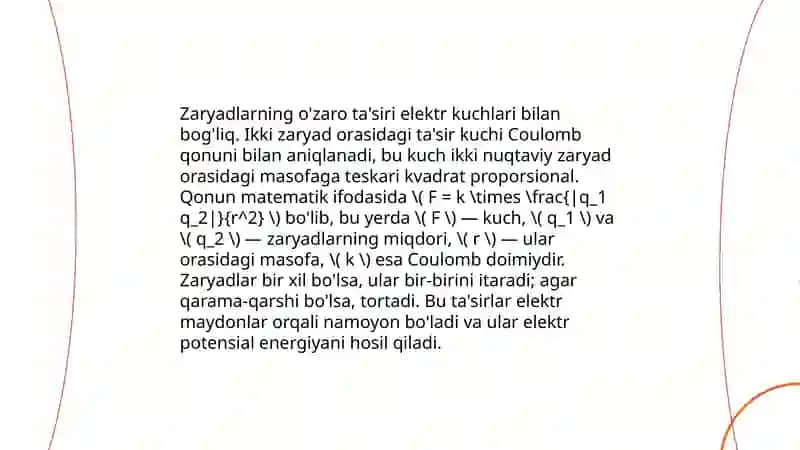 Zaryadlarning o'zaro ta'siri 3