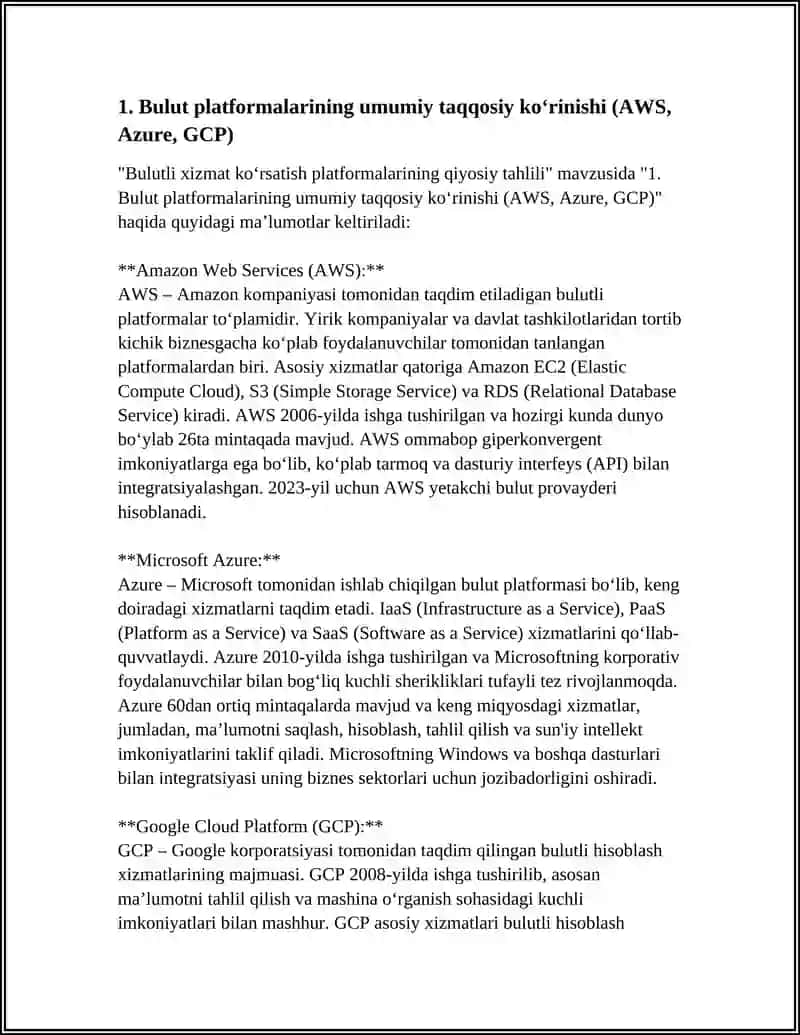 BULUTLI XIZMAT KO‘RSATISH PLATFORMALARINIG QIYOSIY TAHLILI 3