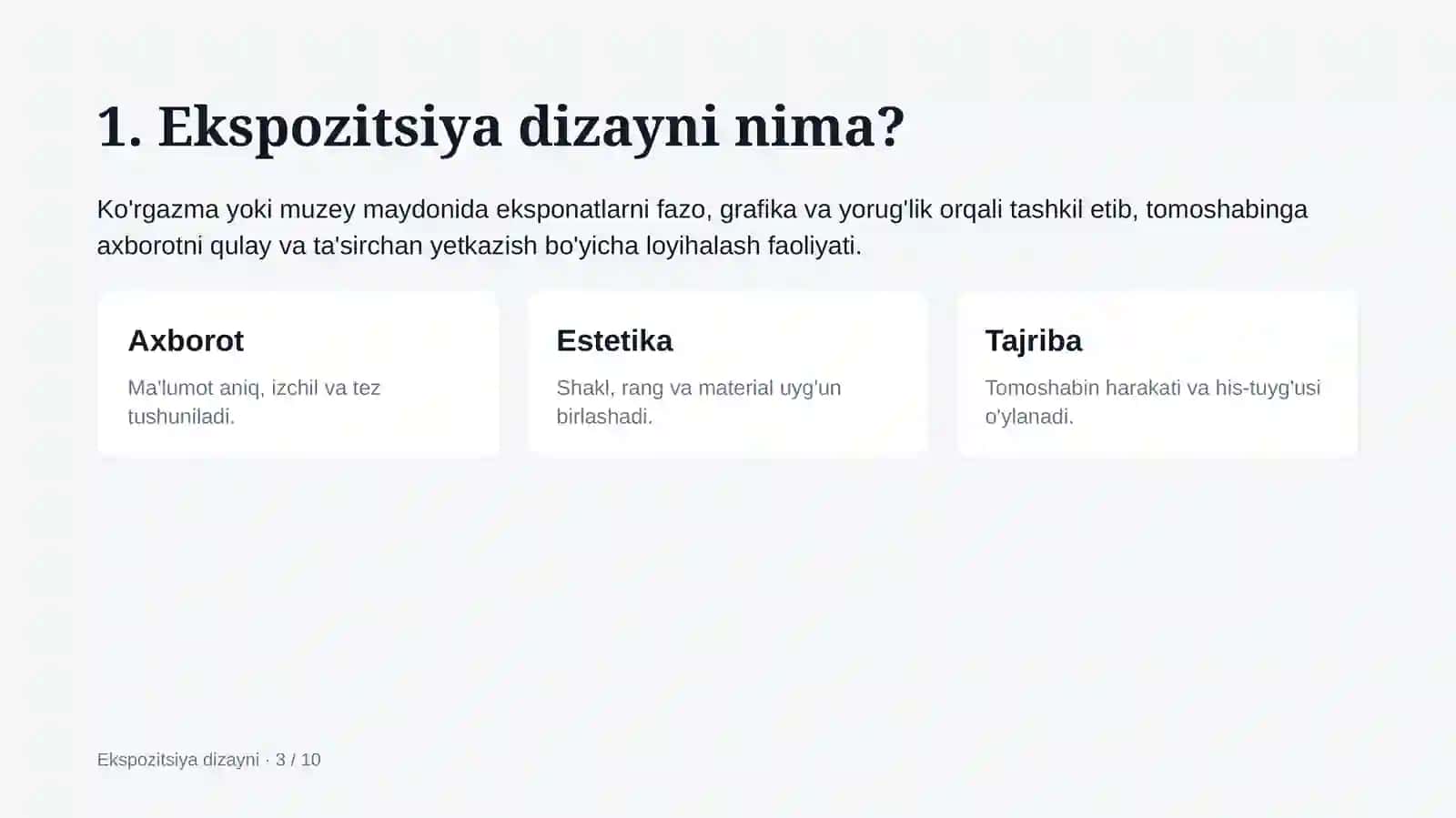 Muzeyshunoslik fanidan Mustaqil Ta'lim 3
