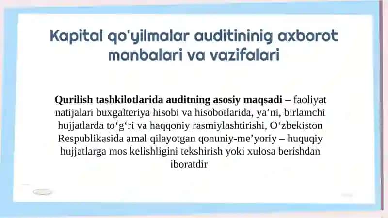 Qurilish Tashkilotlarida Audit 3