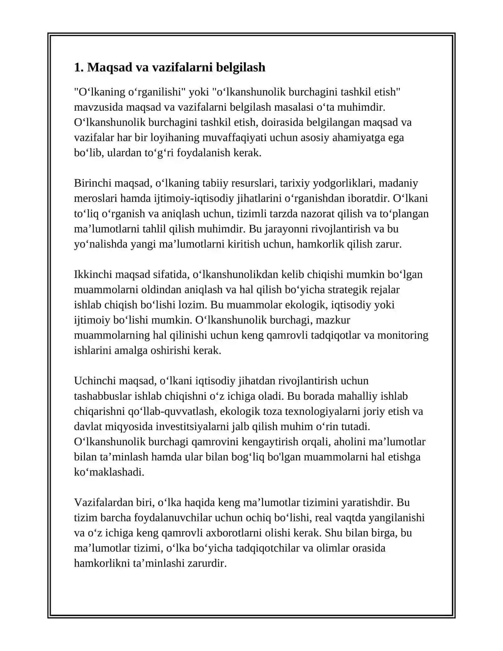 OʻLKANSHUNOSLIK BURCHAGI TASHKIL ETISH 3