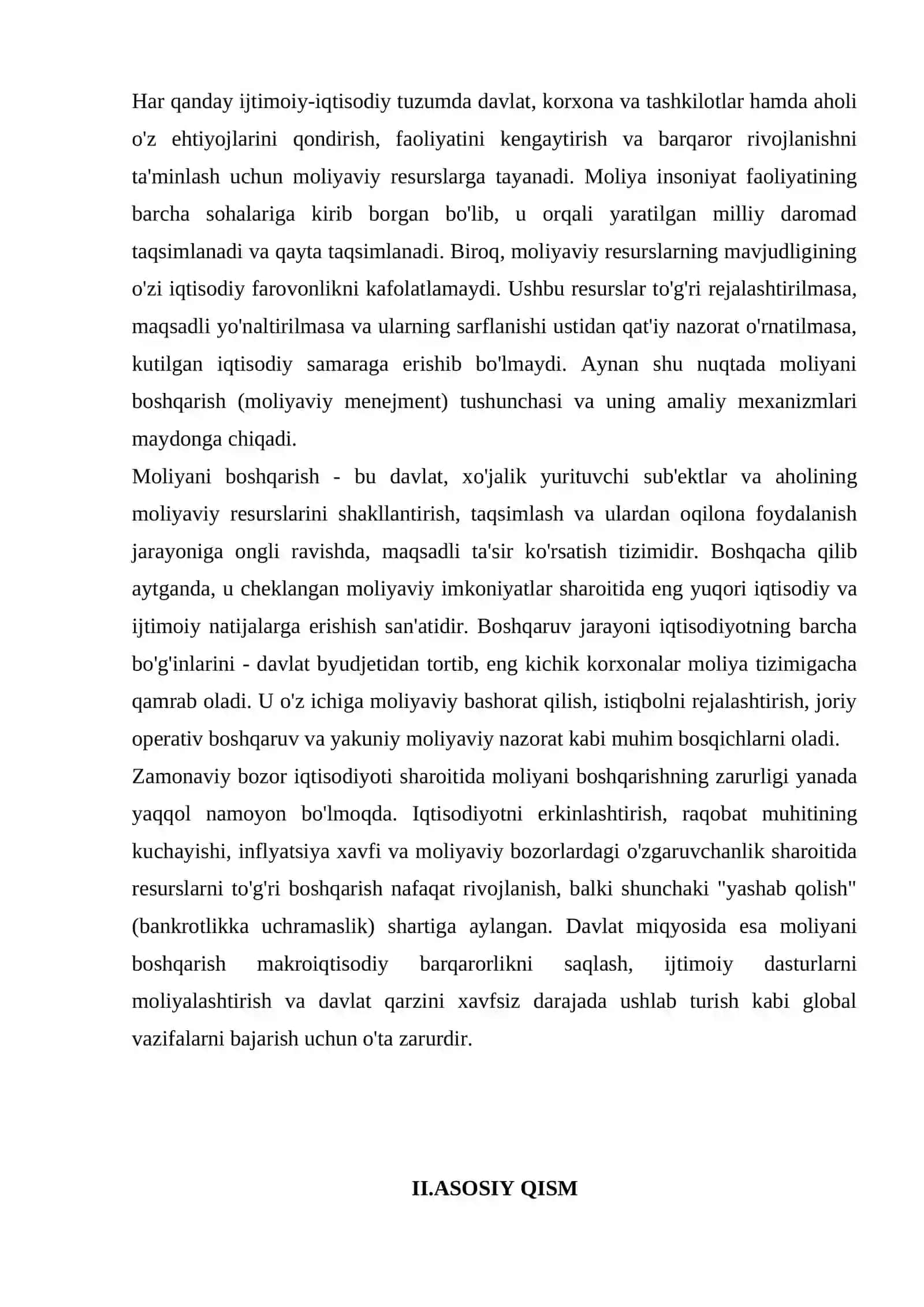 MOLIYANI BOSHQARISHNING MOHIYATI, ZARURLIGI VA AHAMIYATI 3
