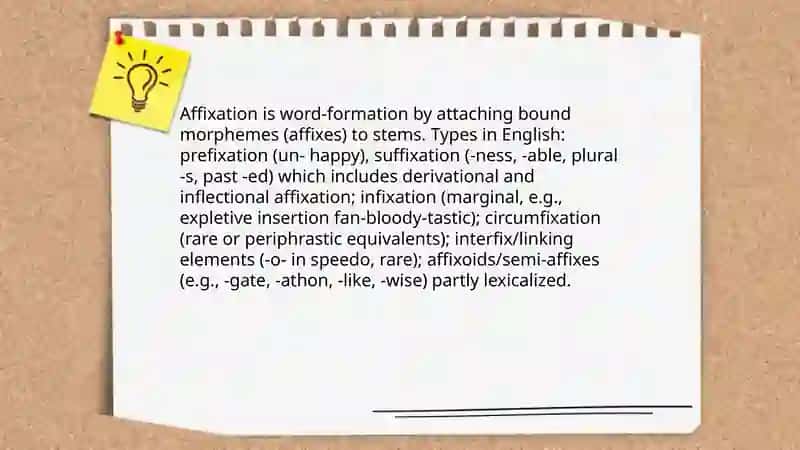 Affixation, prefixation, suffixation, semi- affixes, affixoids 3