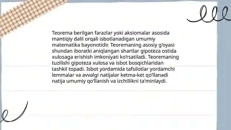 Teoremaning tuzilishi vaturlari 3