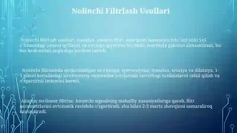 Chiziqli va chiziqli boʻlmagan filtirlash 3