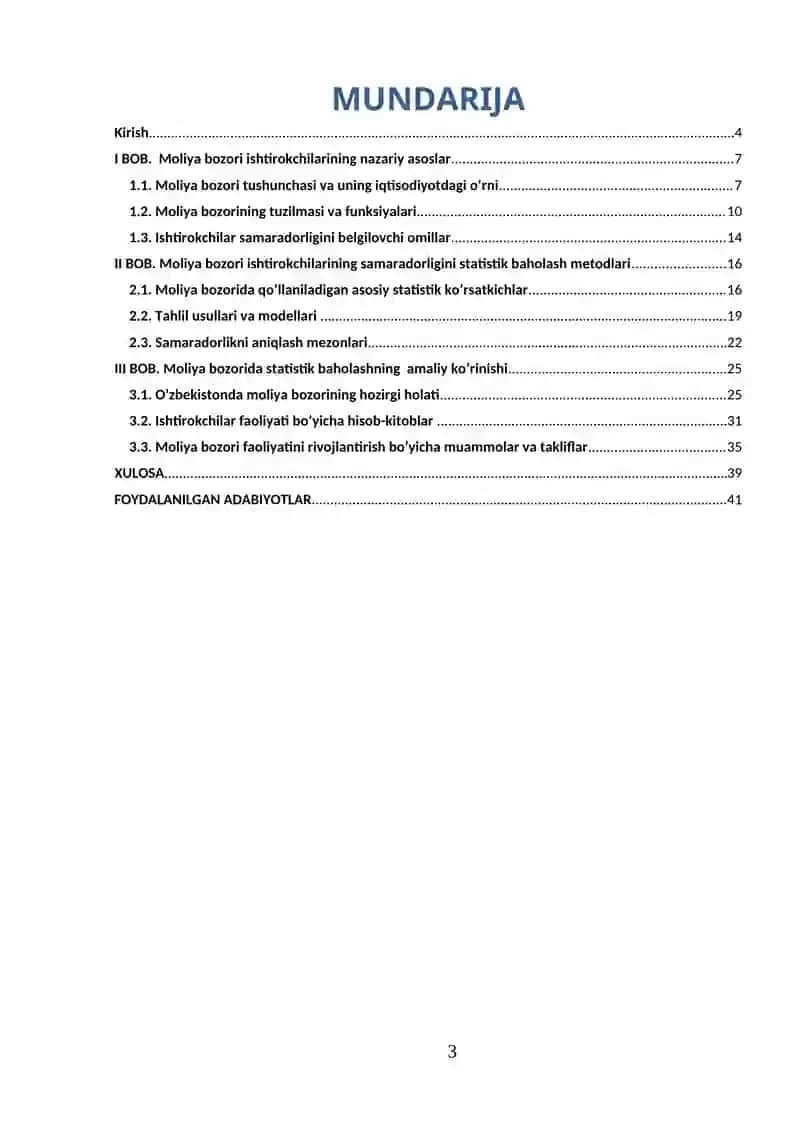 Moliya bozori statistikasi 3