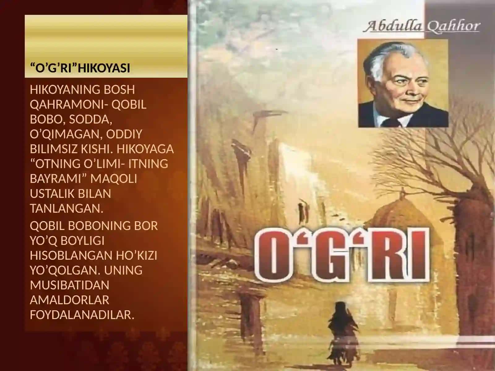 ABDULLA QAHHOR“O’G’RI” HIKOYASI 3