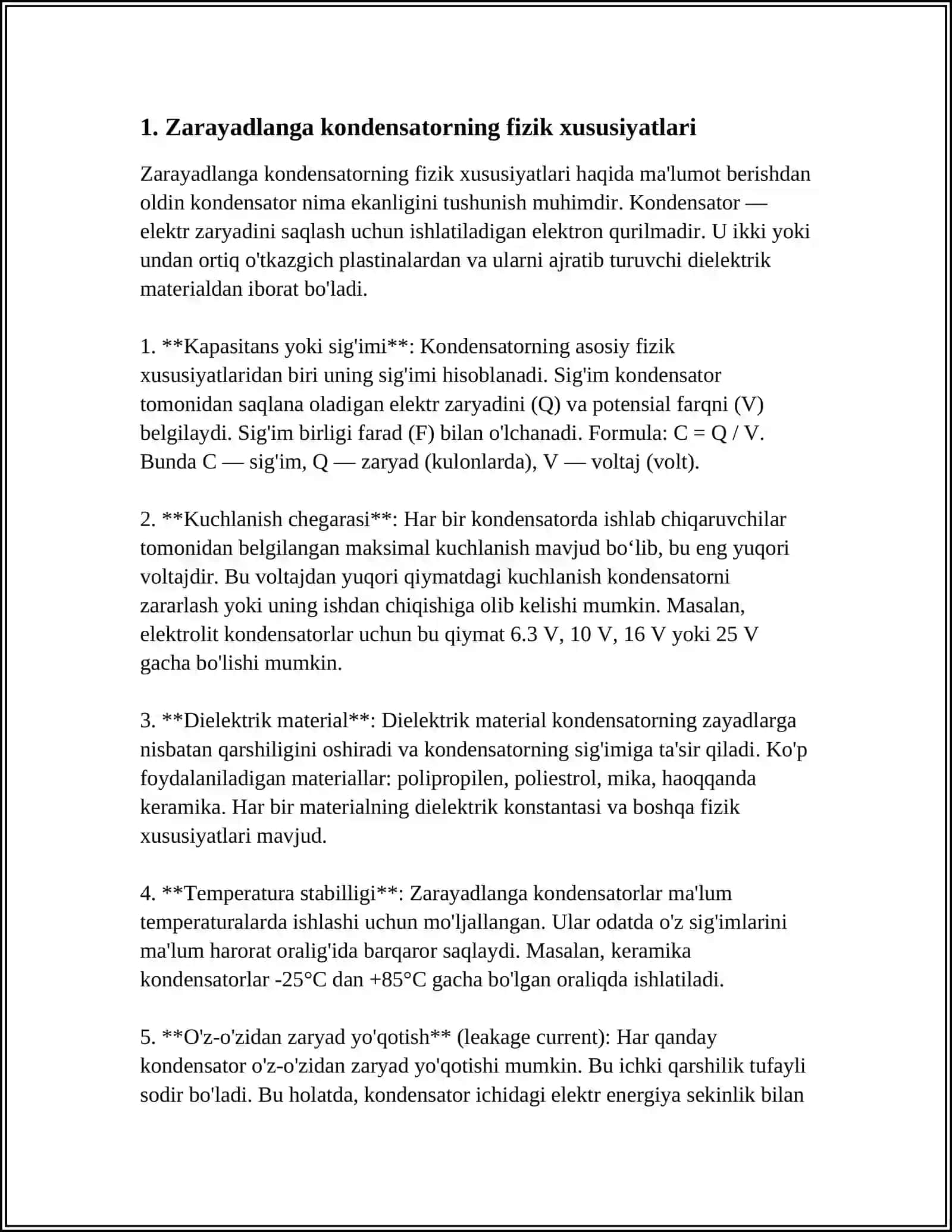 ZARAYADLANGA KODENSATOR ENERGIYASI 3