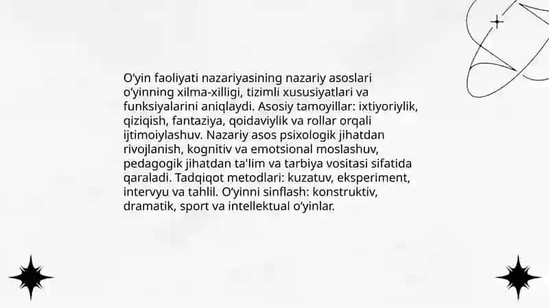 O'yin faoliyati nazariyasi 3