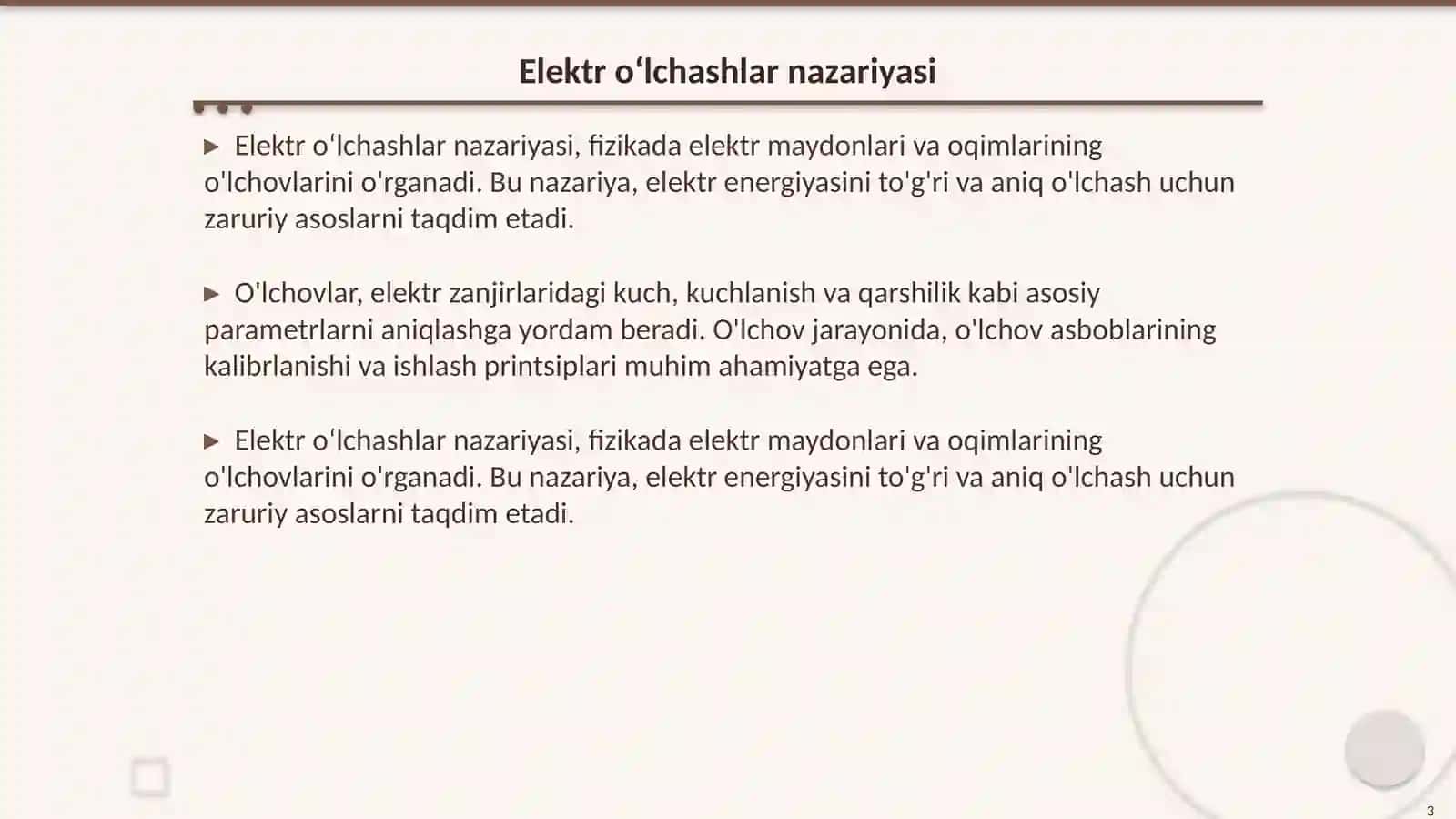 Elektr oʻlchashlar va asboblar 3