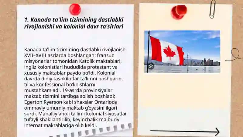 Kanada ta'lim tizimi rivojlanishi va tarixi 3