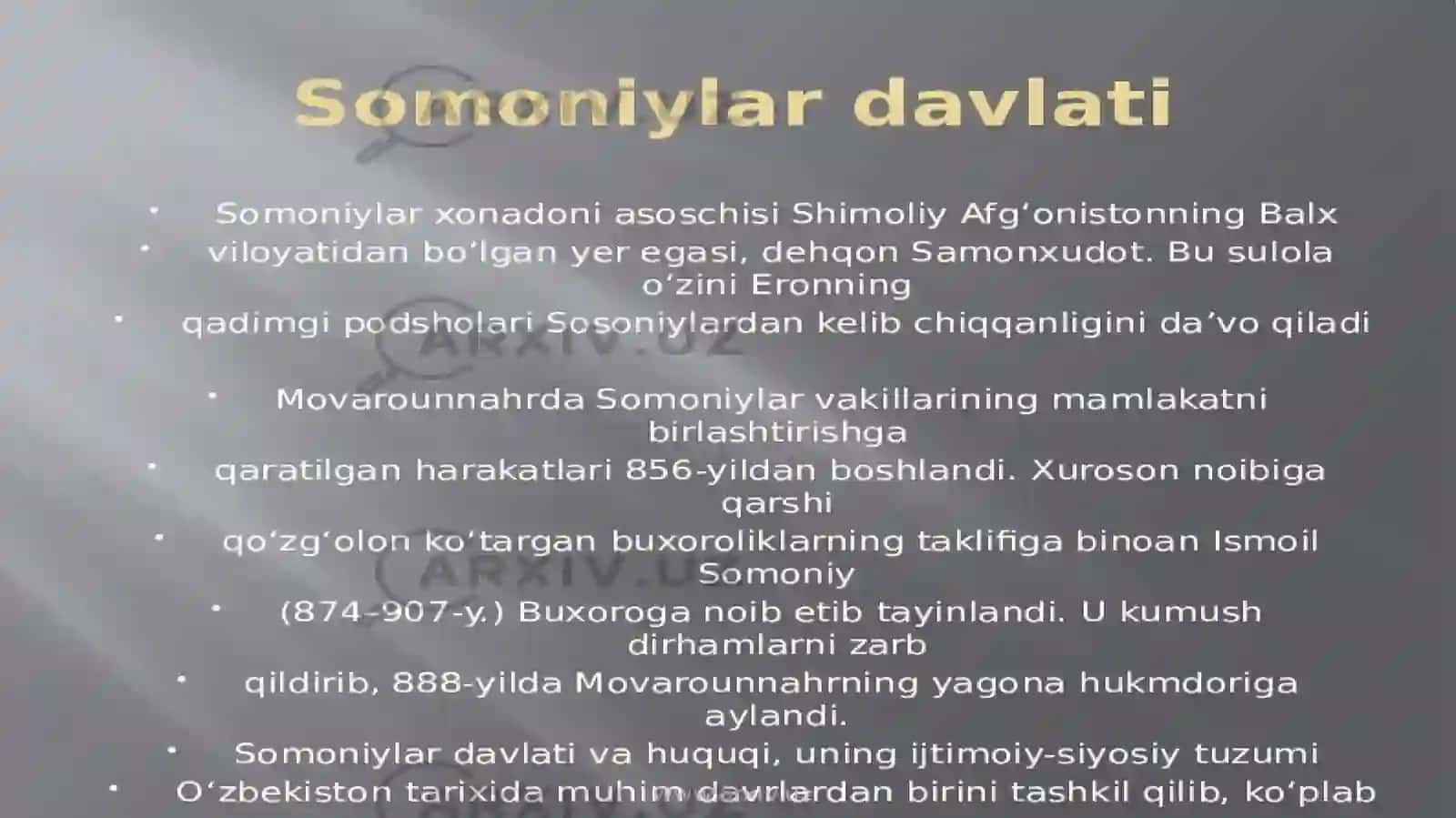 SOMONIYLAR DAVLATI DAVRIDAGI O’RTA OSIYO ARXIV ISHI 3