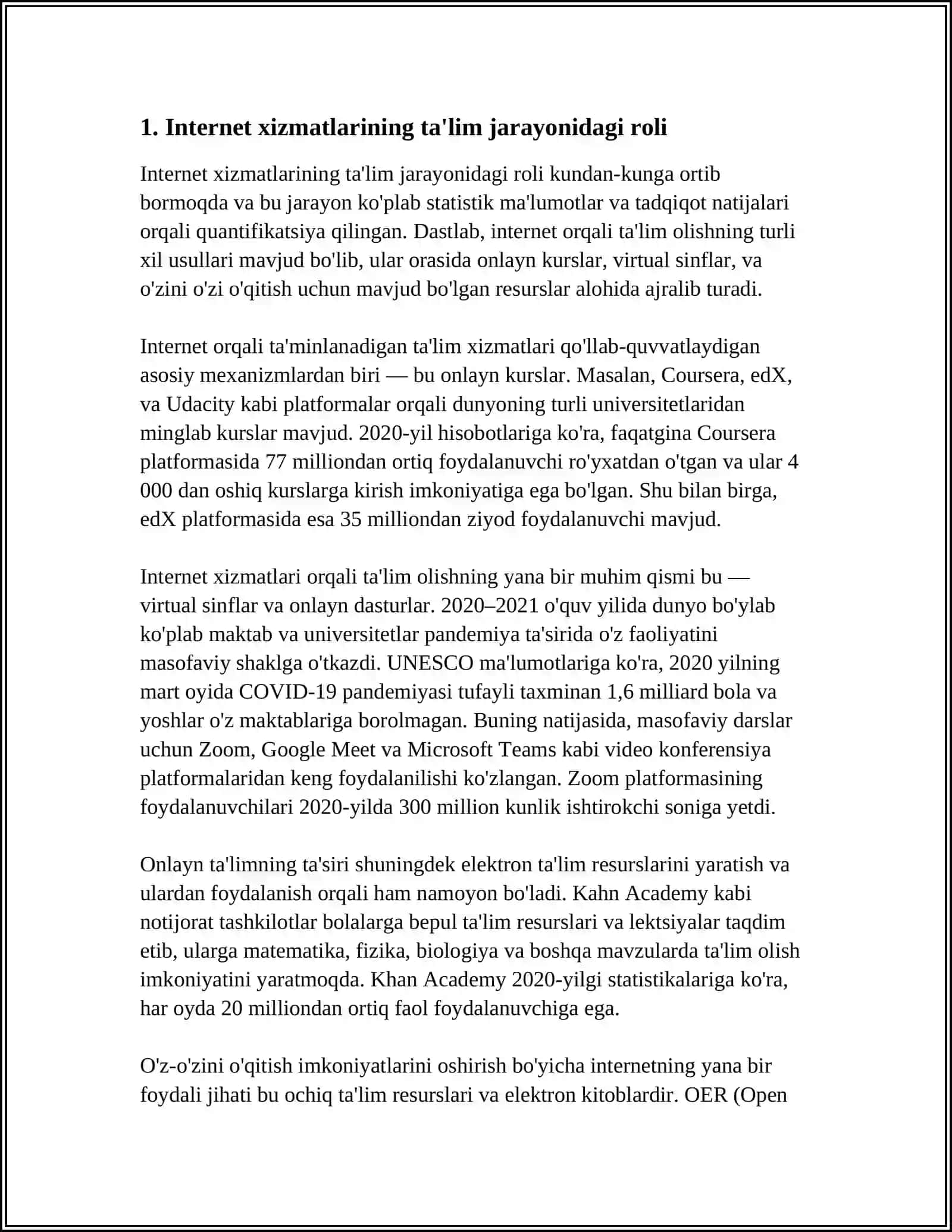 TAʼLIM JARAYONIDA TASHKIL ETISH INTERNET XIZMATLARIDAN FOYDALANISH SWOT TAHLIL QILISH 3