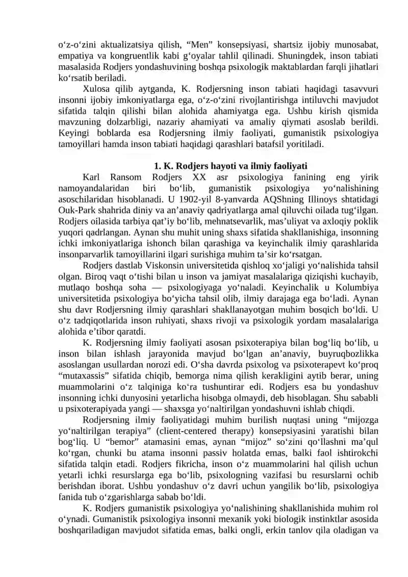 Inson tabiati haqida K. Rodjers tasavvuri 3