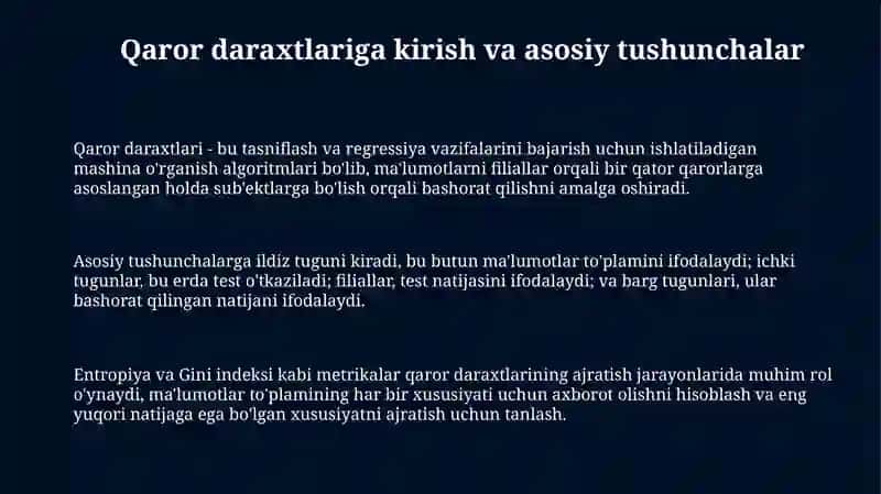 Qarorlar daraxti va uni koʻrish algoritmlari 3