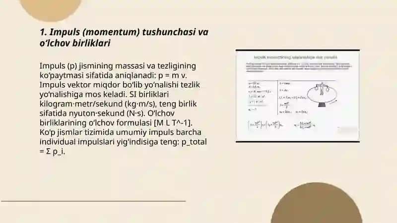 Mexanikada saqlanish qonunlari Impuls va uning turlari 3