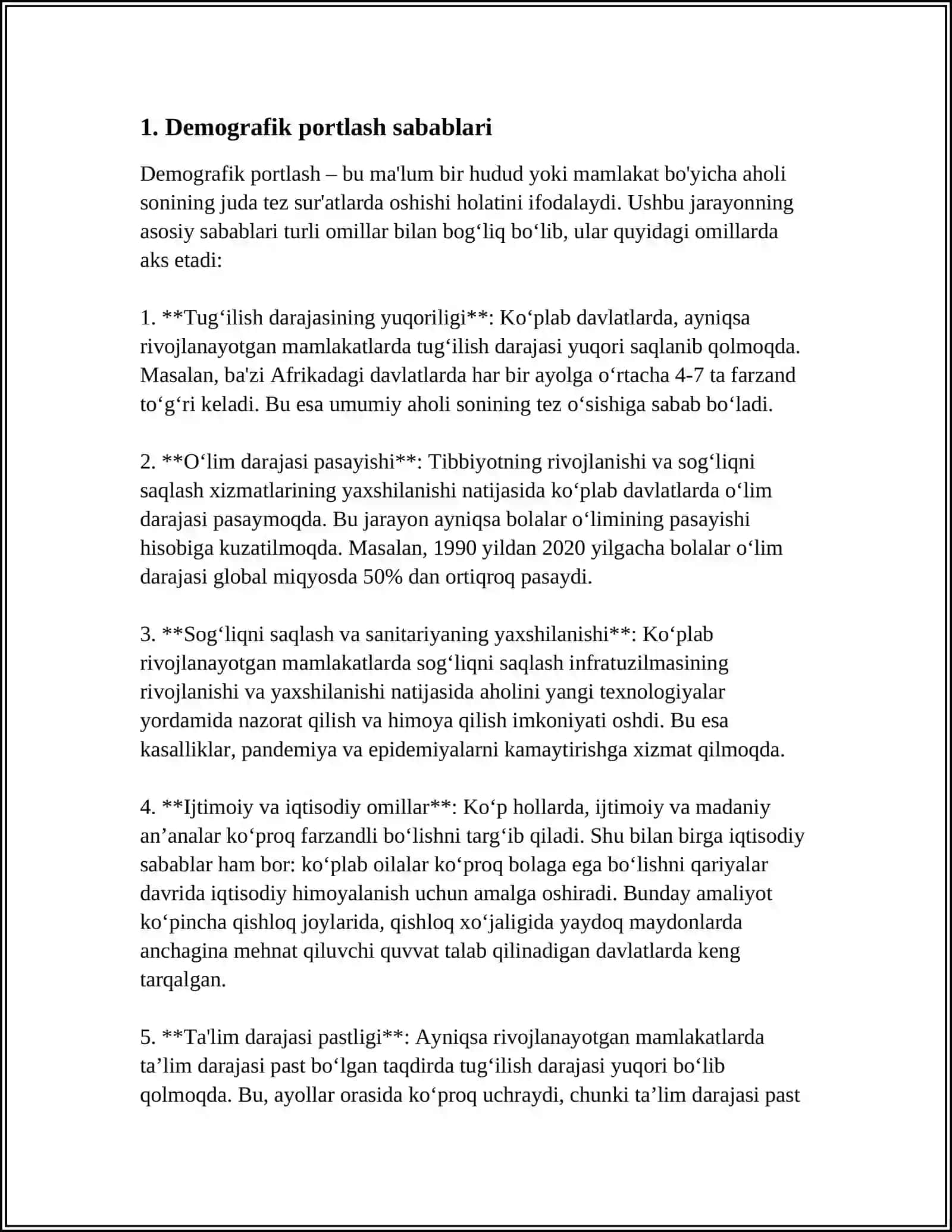 DEMOGRAFIK PORTLASH VA DEMOGRAFIK TANGLIK JARAYONI 3