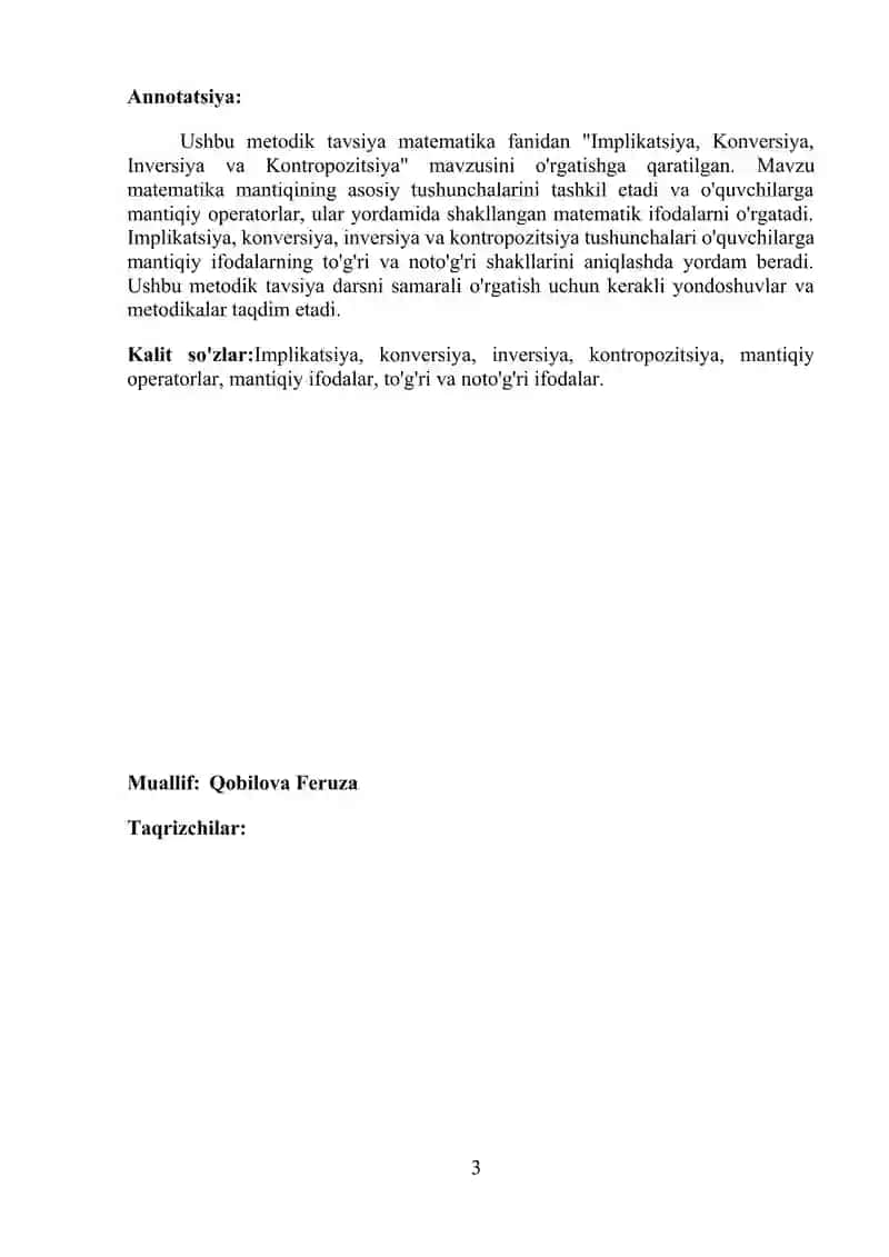 Implikatsiya, konversiya, inversiya va kontropozitsiya 3