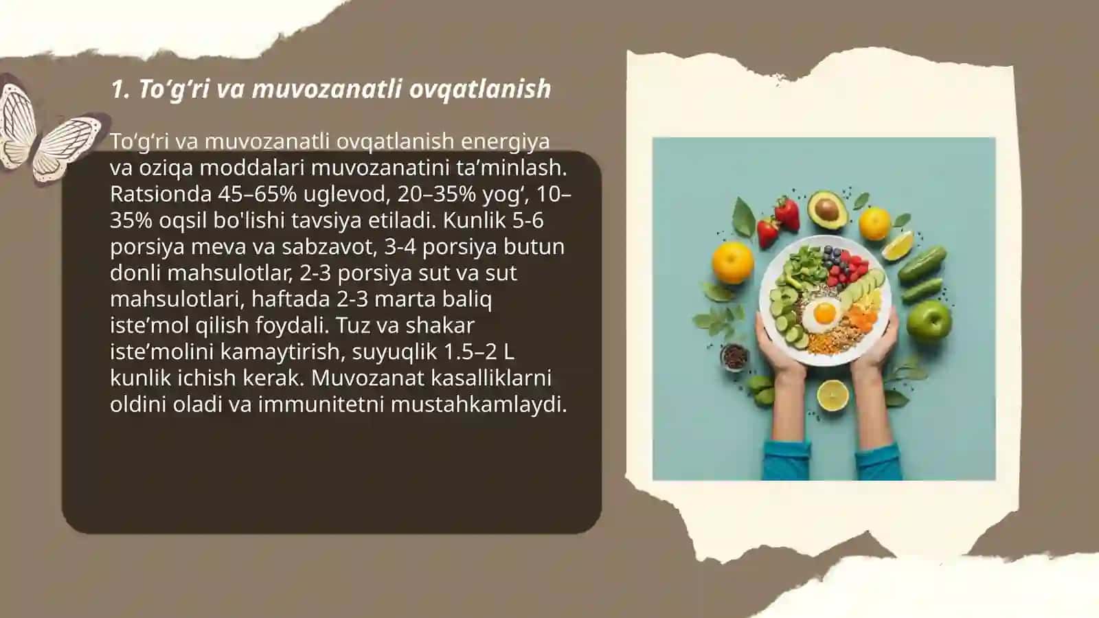 Toʻgʻri va muvozanatli ovqatlanish 3