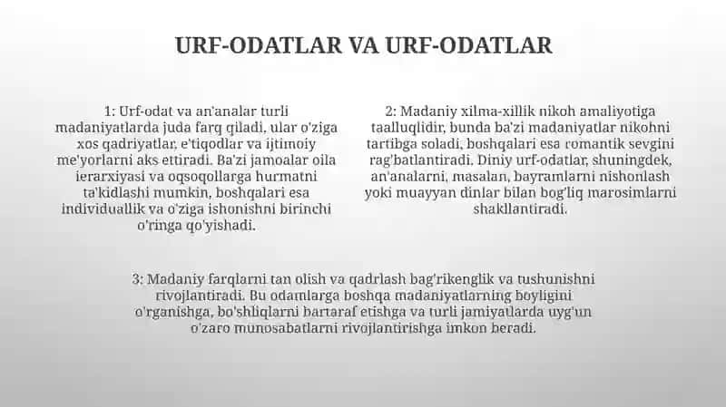 Dunyo Xalqlari Madaniyatidagi Umumiylik Farqi 3