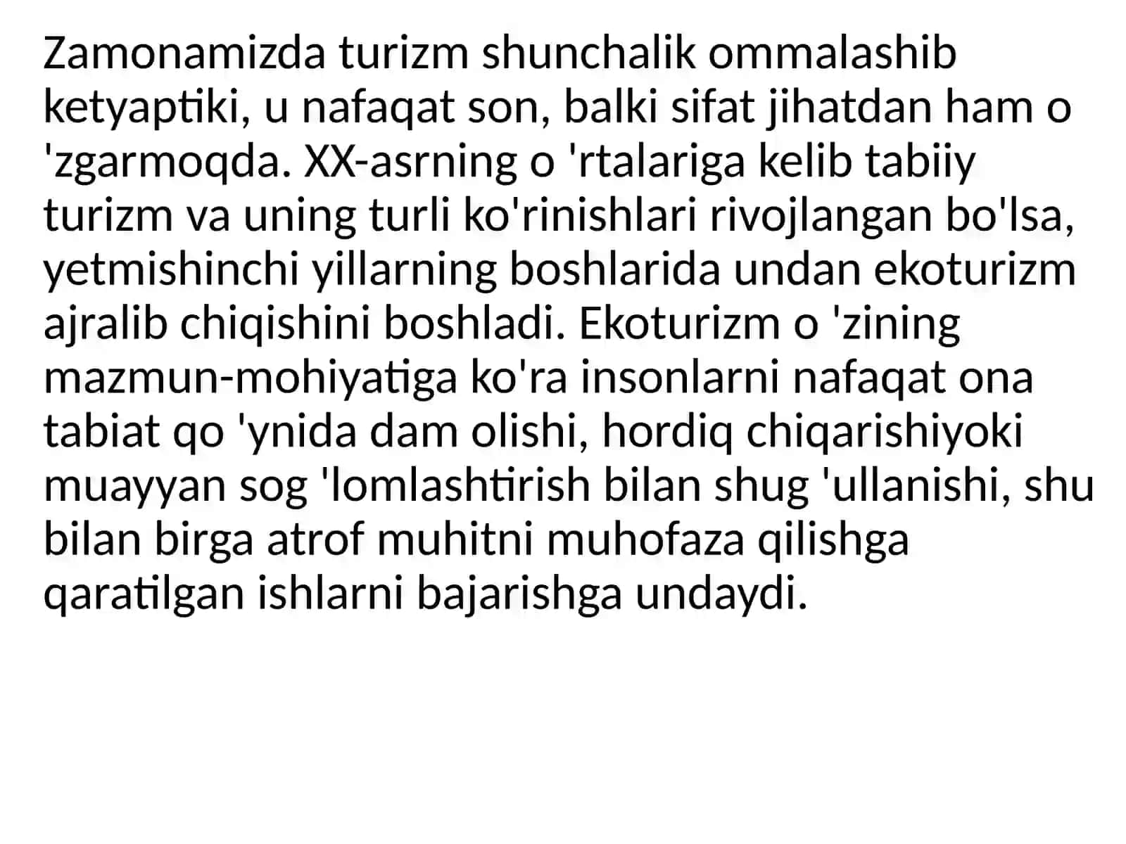 Tabiiy turizm markazlarining rivojlanishi 3