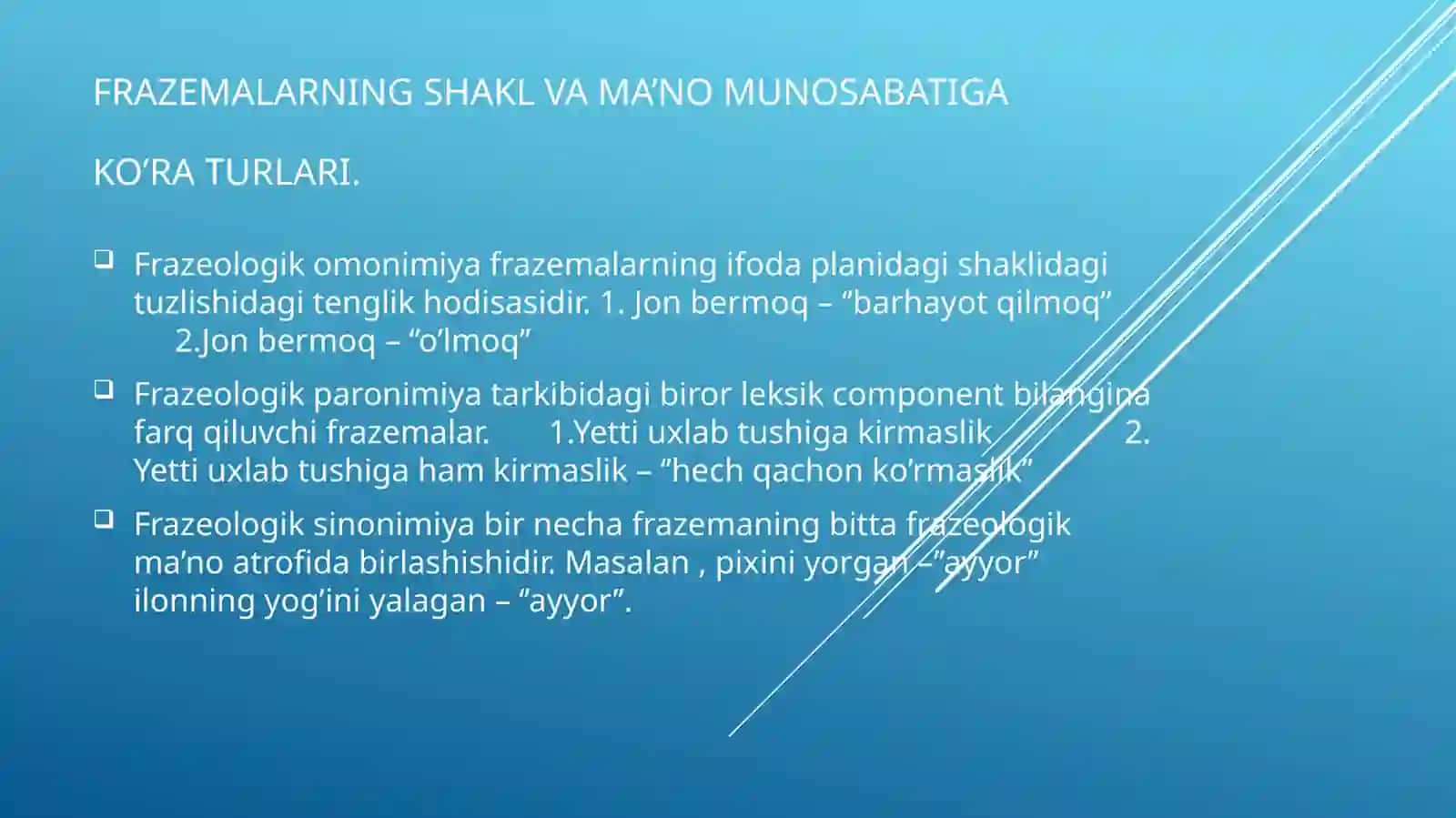 Barqaror birikmalar. Frazeologiya. 3