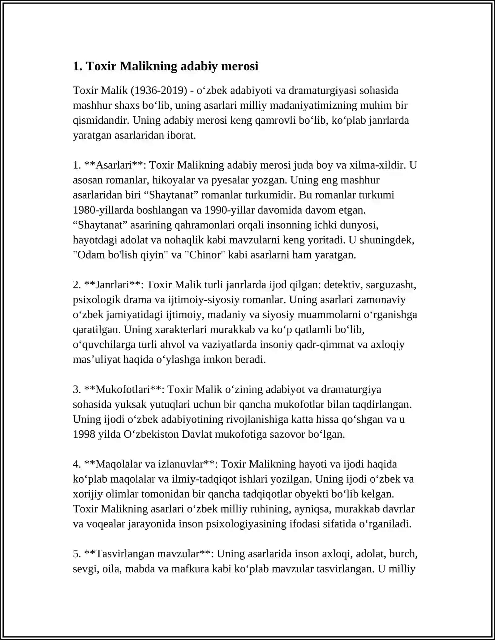 TOXIR MALIKNING SHAYTANAT ASARIDA NOTIQLIK MAHORATI VA NUTQ ODOBI 3