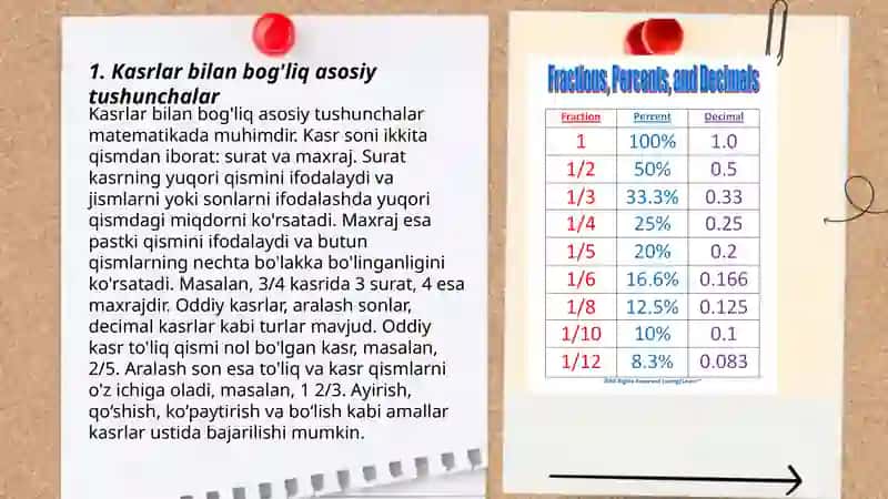 Kasr mavzusiga oid TIMSS topshirqlarini ishlab chiqish 3
