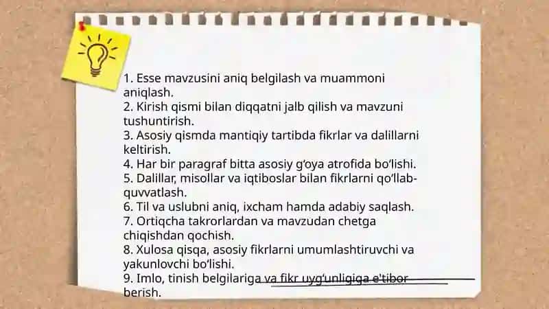 Esse yozishning asosiy qoidalari 3