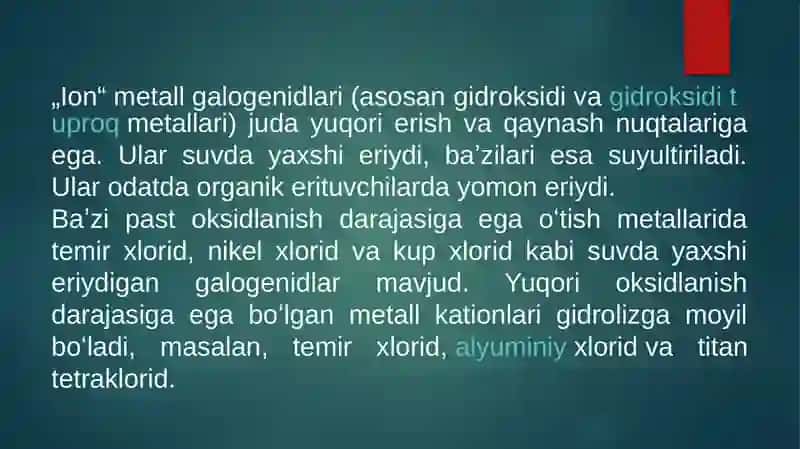 GALOGENLAR VA ULARNING BRIKMALARINI QO’LLANILISHI 3