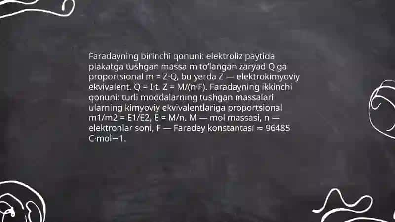 Elektroliz qonunlari va ularga asoslangan hisoblashlar 3