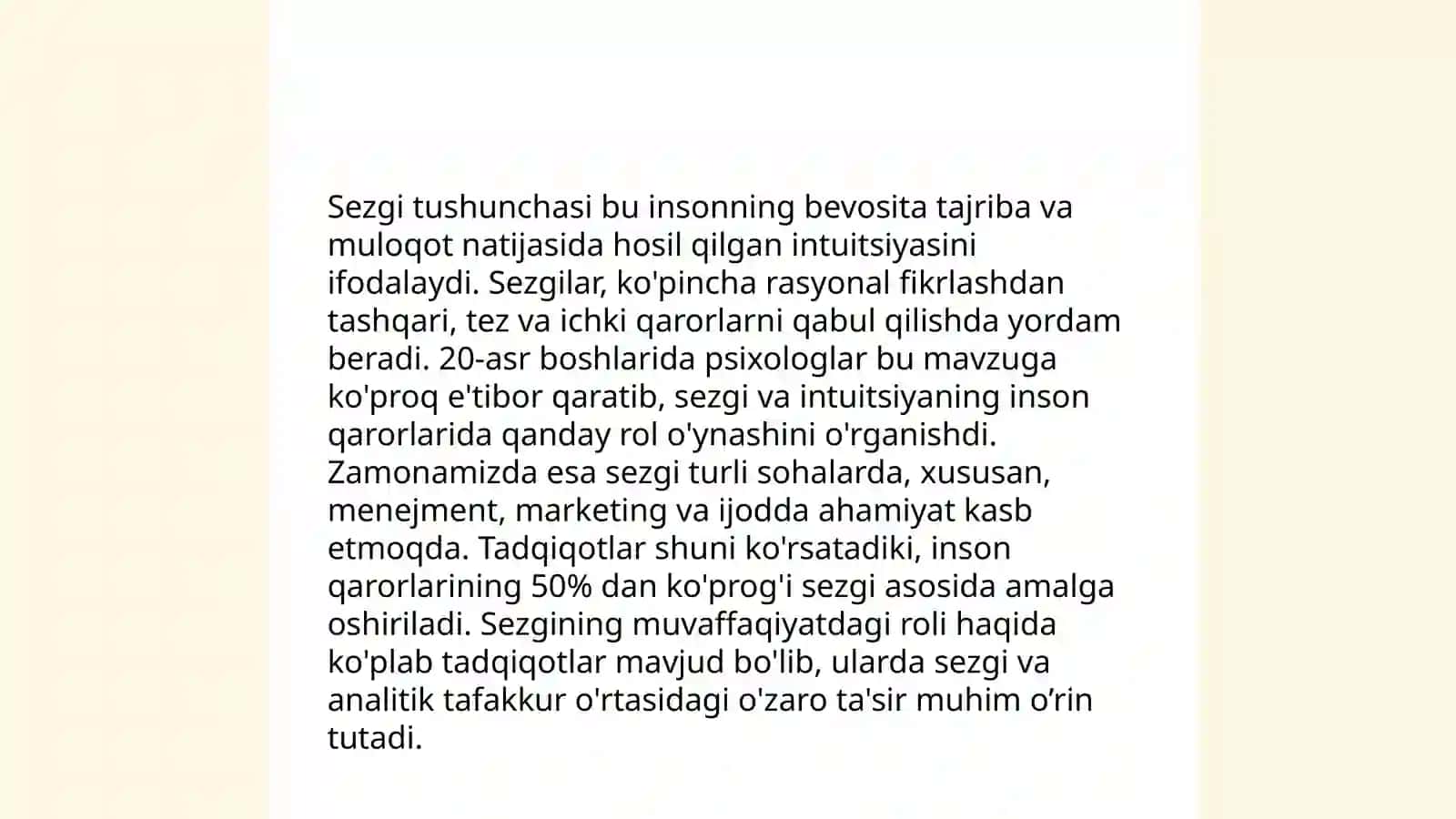 Sezgi klassifikatsiyasi 3