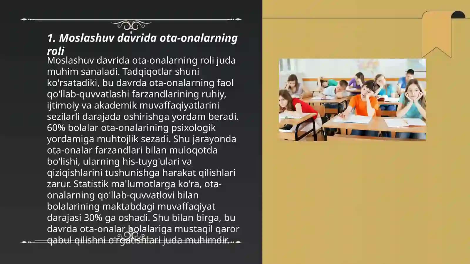 Ota-onalarning roli moslashuv davrida 3