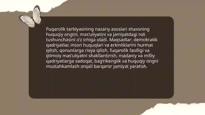 Fuqarolik tarbiyasi. Oʻquvchilarning yuksak maʼnaviy-axloqiy tarbiyasi 3
