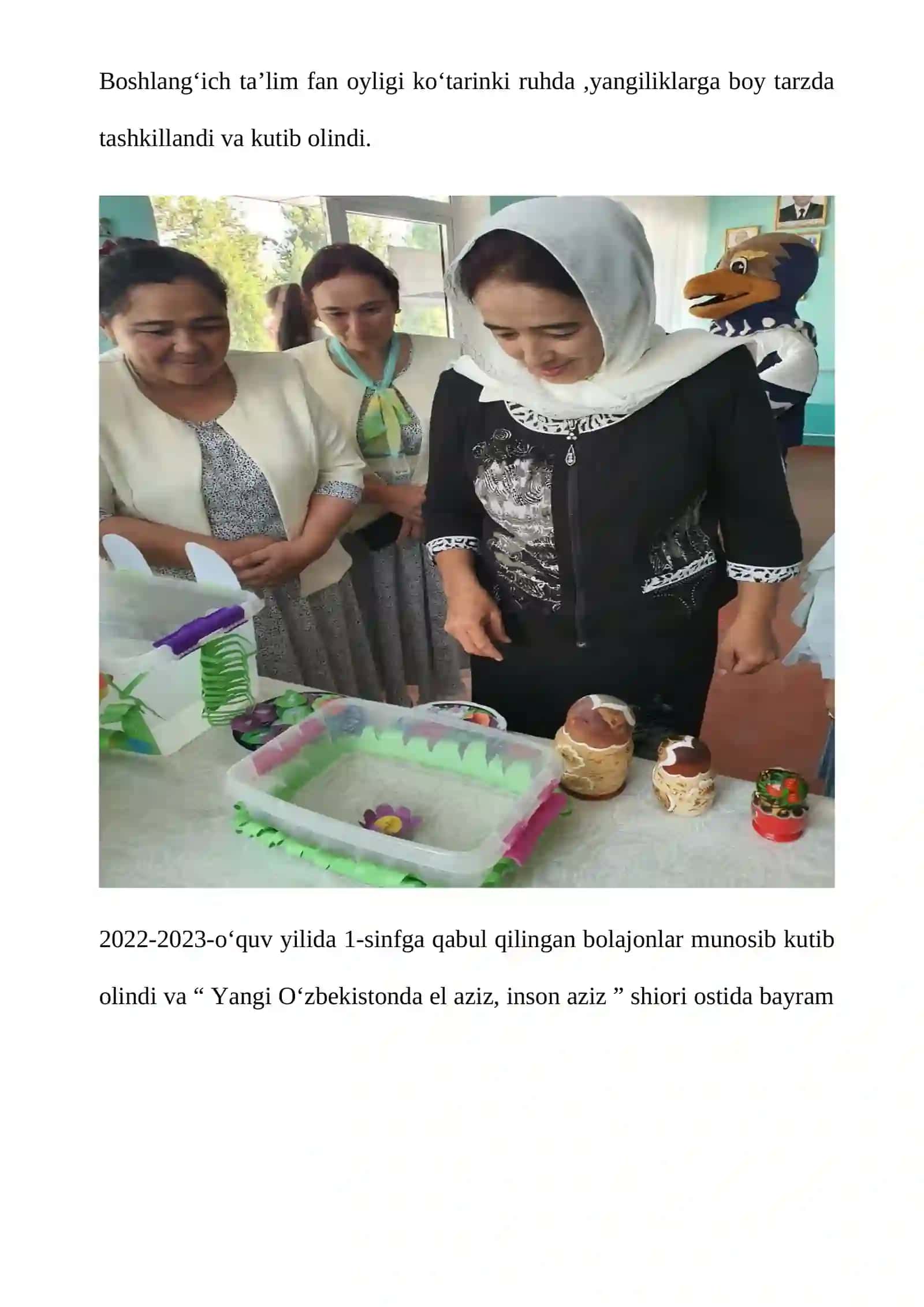 Maktab uchun choraklik hisobot namunasi 3