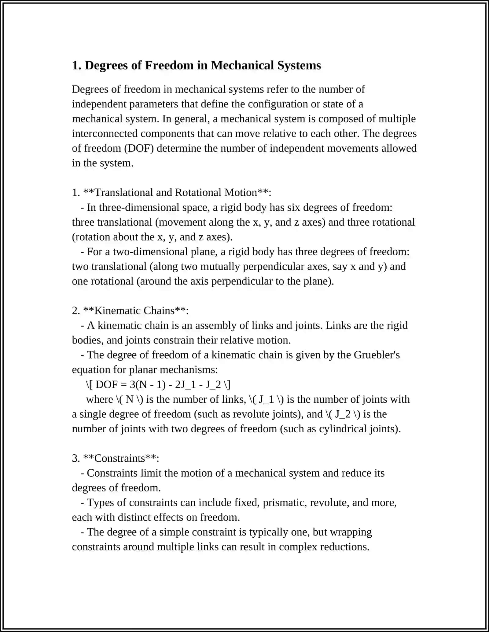 Degrees of Freedom in Mechanical Systems 3