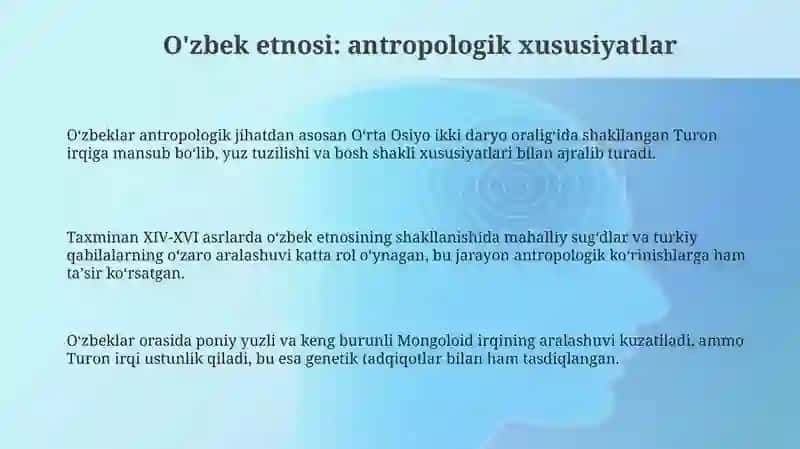 O'zbek etnosi antropologik tipi 3