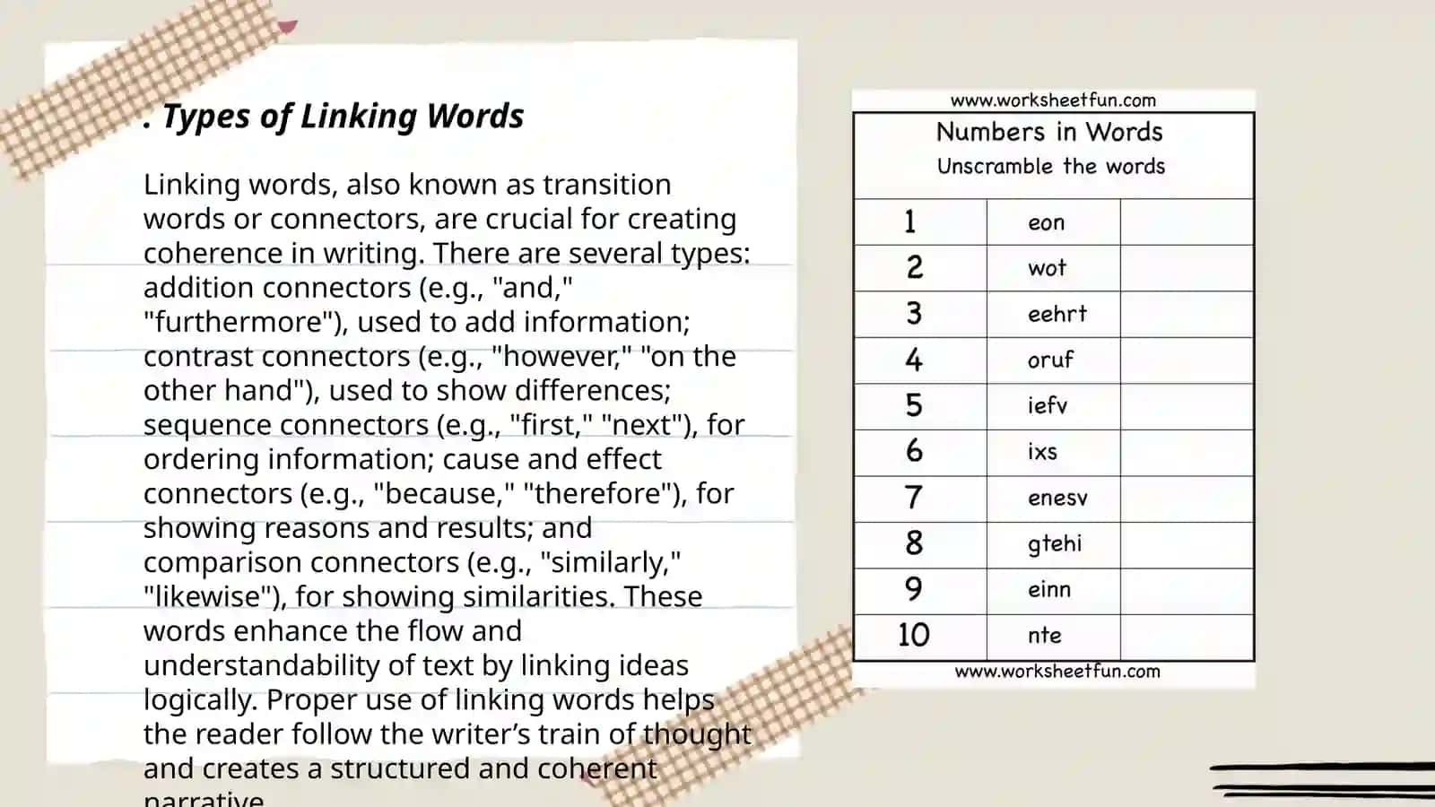 Linking words and invitation cards 3