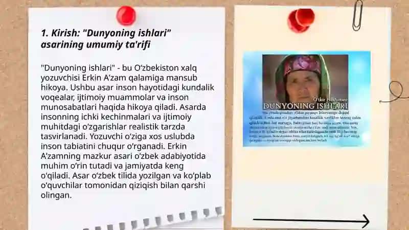 "Dunyoning ishlari" asari tahlili 3