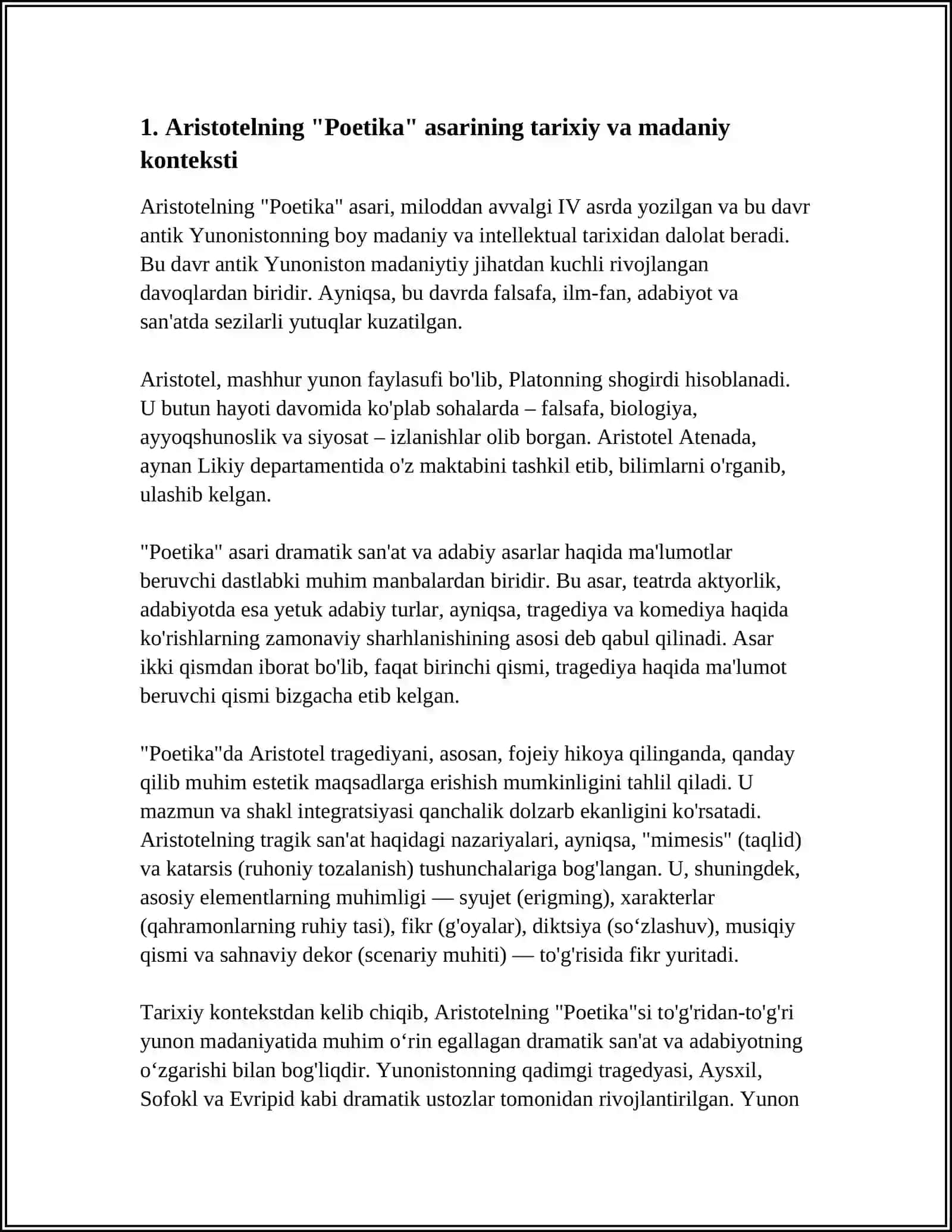 ARISTOTELNING "POETIKA ASARINI O`RGANISH,SHARHINI YOZISH" 3