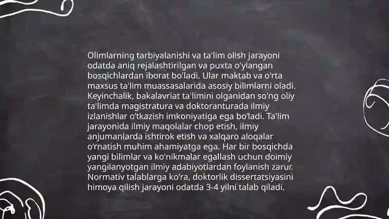 Olimlarning tarbiyalanishi va ta'lim olish jarayoni 3