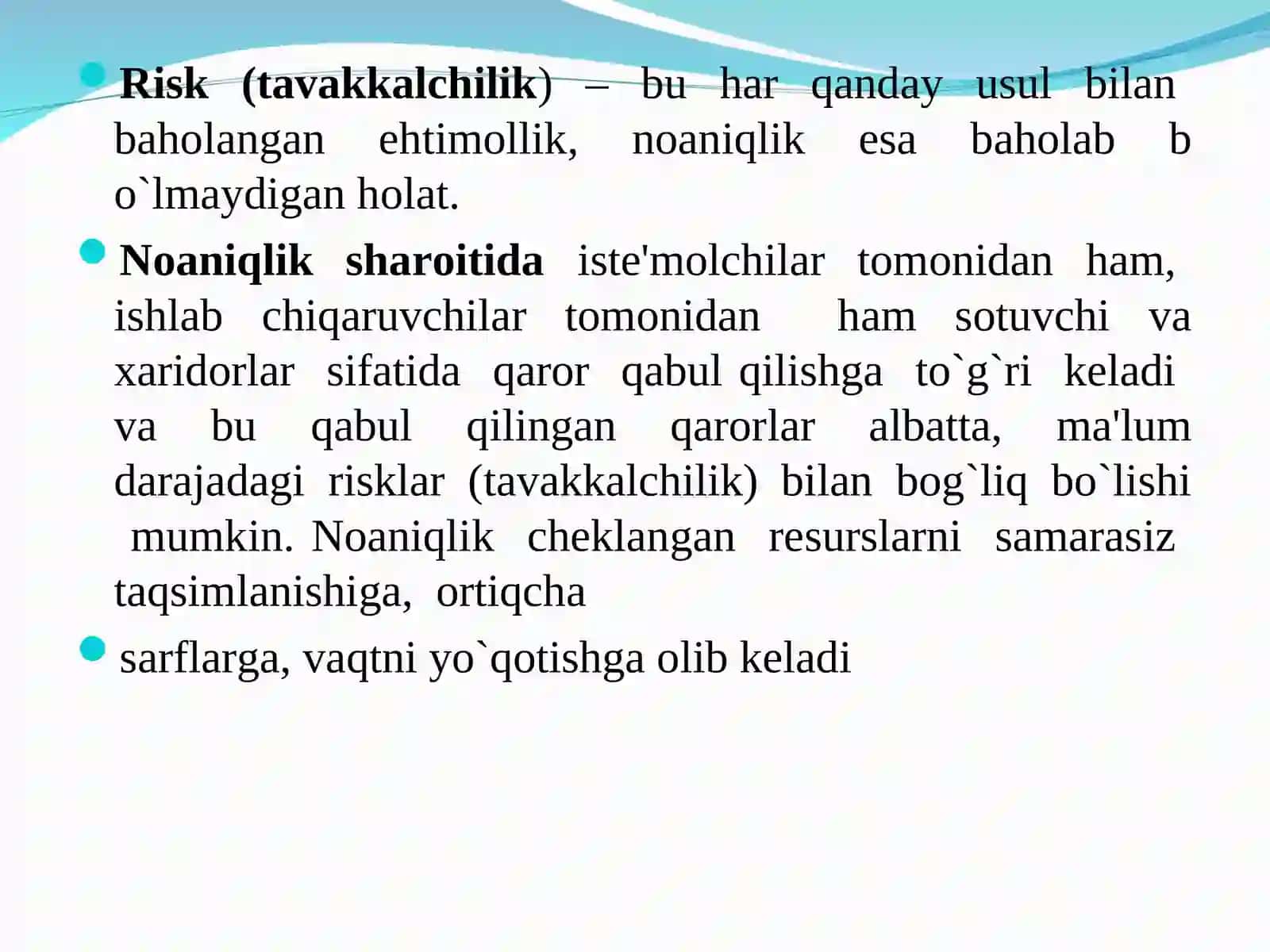 Bozor va tavakkalchilik 3