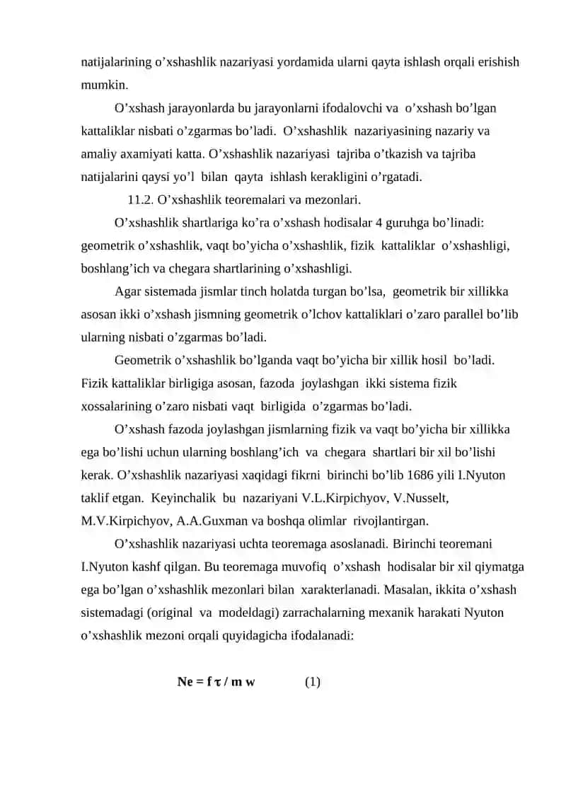 O'xshashlik Nazariyasi 3