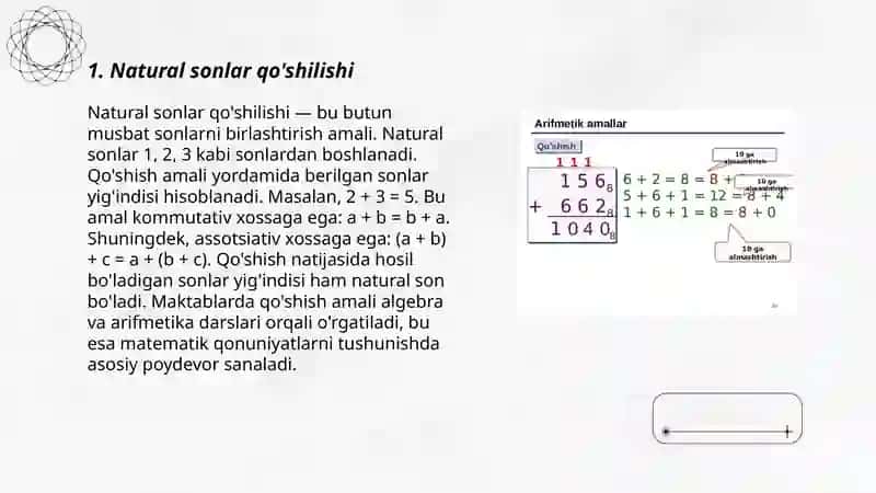 Natural sonlar amallar bajarishga doir misollar yechish 3