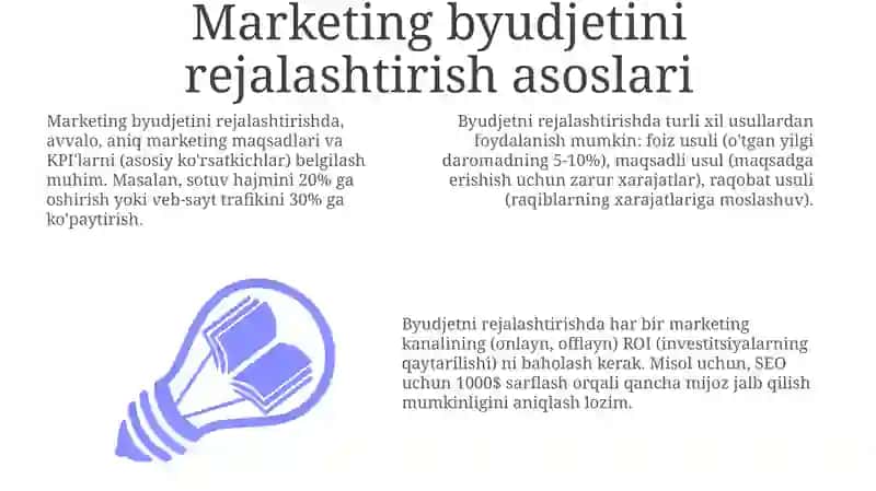 Marketing byudjeti va harajatlarini hisoblash 3