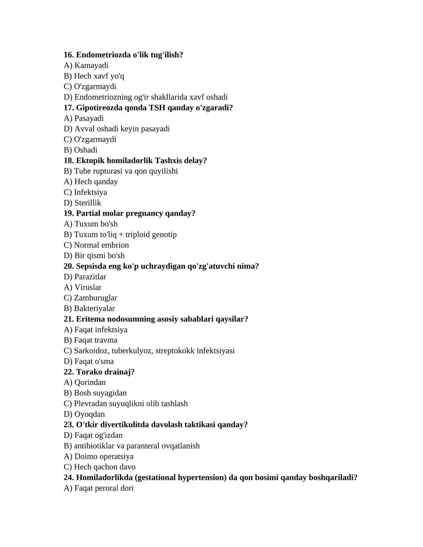 Tibbiyotdan test savollari 3