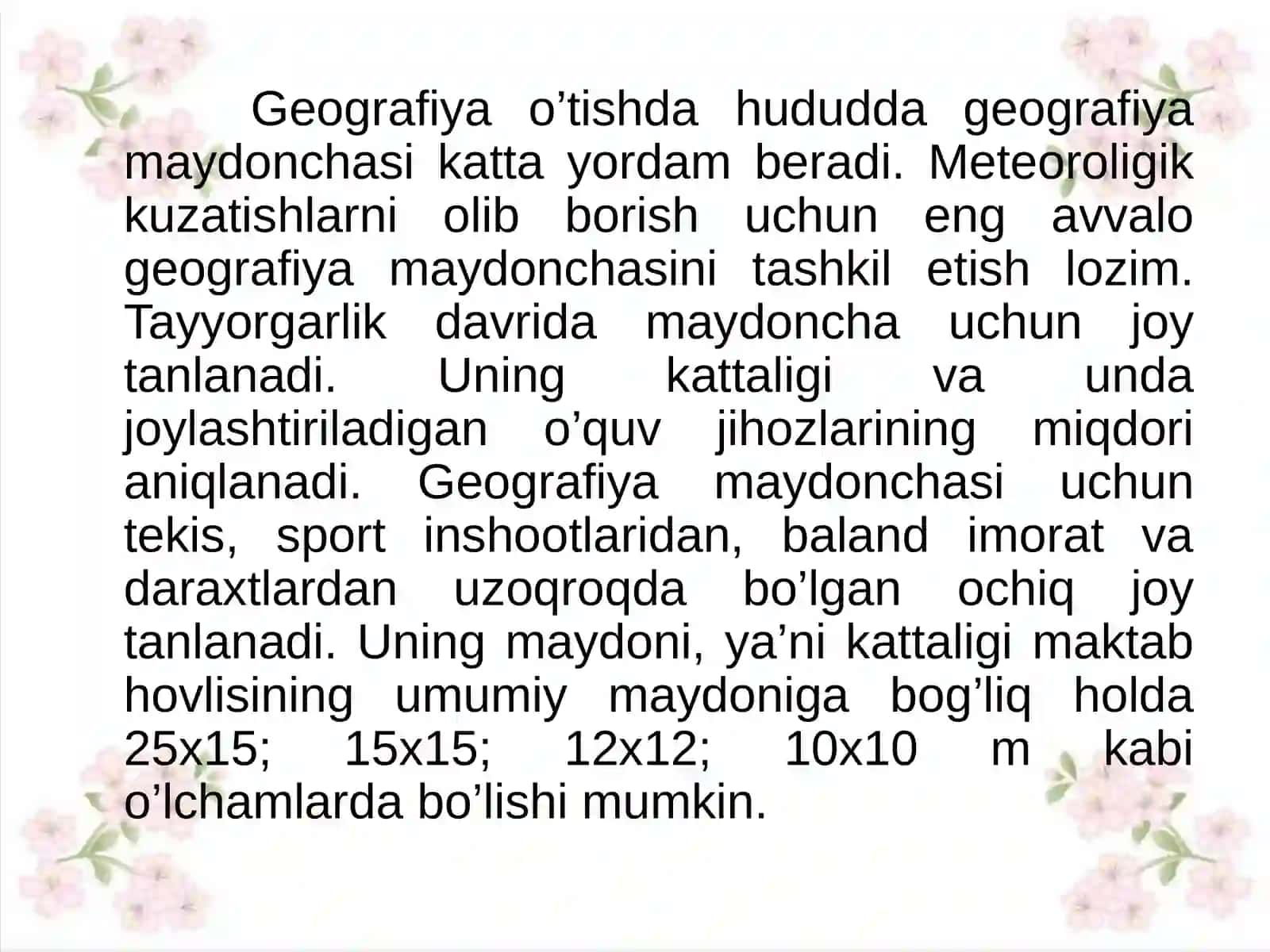 Geografiya maydonchasini tashkil etish 3